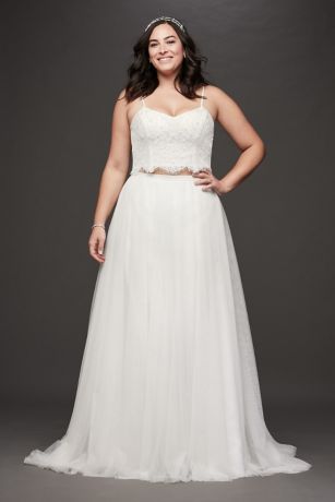 Tulle Two-Piece Plus Size Wedding Dress ...